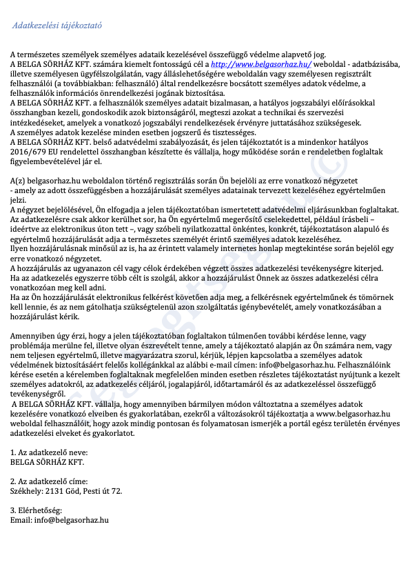 Adatkezelési tájékoztató 1. oldal Adatkezelési tájékoztató 1. oldal