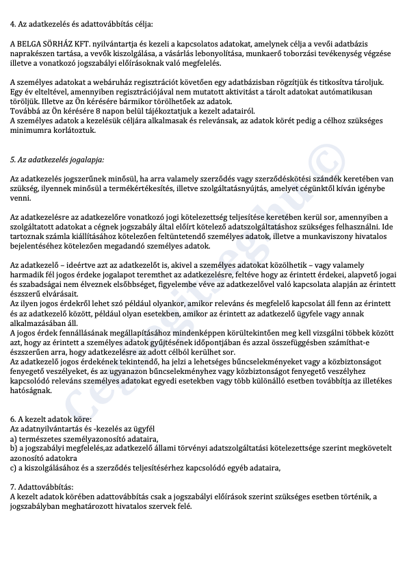 Adatkezelési tájékoztató 2. oldal Adatkezelési tájékoztató 2. oldal