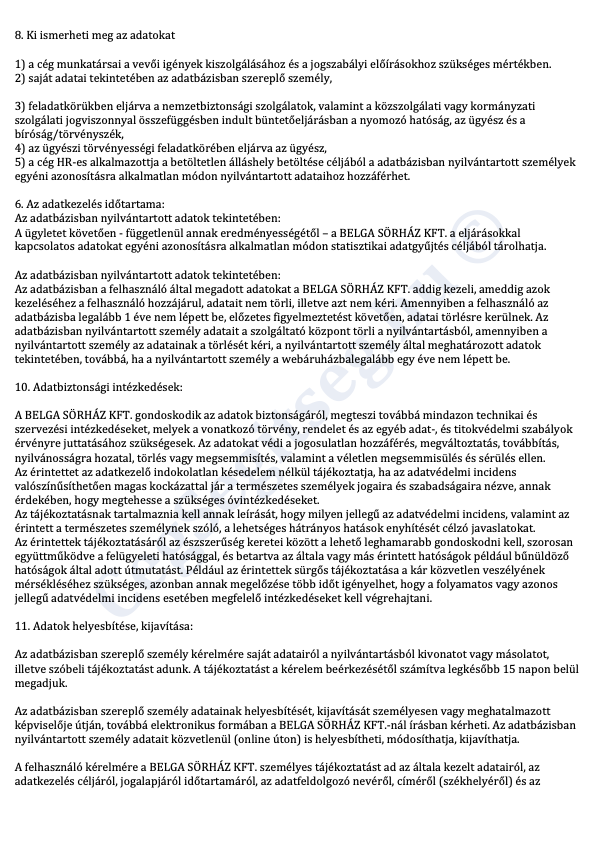 Adatkezelési tájékoztató 3. oldal Adatkezelési tájékoztató 3. oldal