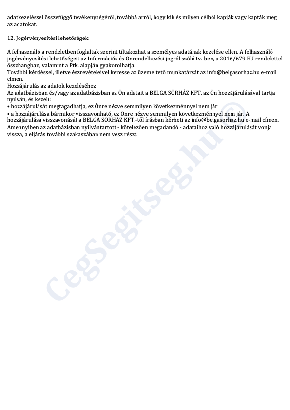 Adatkezelési tájékoztató 4. oldal Adatkezelési tájékoztató 4. oldal